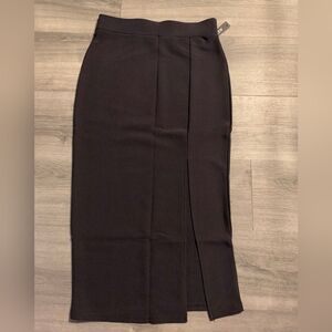 Women’s Black Midi Pencil Skirt with Front Slit